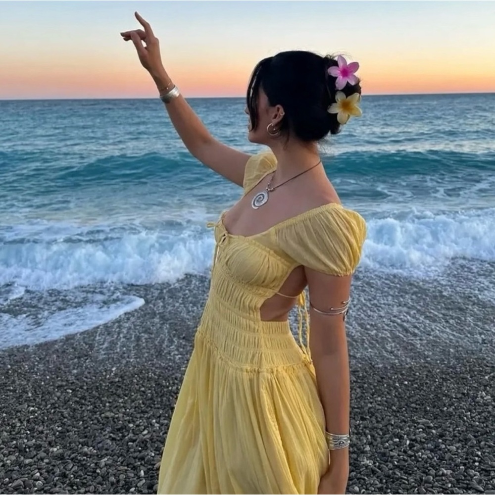 Free People Feeling Bonita yellow backless dress